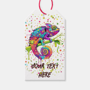Chameleon Paint Stains Watercolor Style Gift Tags