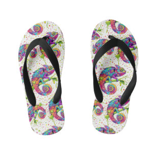 Chameleon Paint Stains Watercolor Style Kid's Jandals