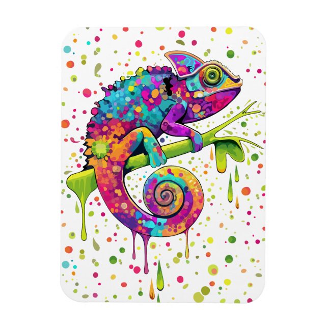 Chameleon Paint Stains Watercolor Style Magnet (Vertical)
