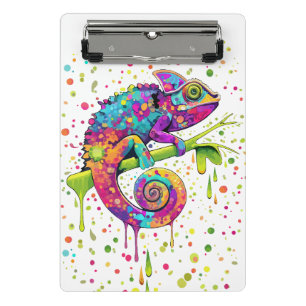 Chameleon Paint Stains Watercolor Style Mini Clipboard