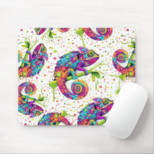 Chameleon Paint Stains Watercolor Style Mouse Pad