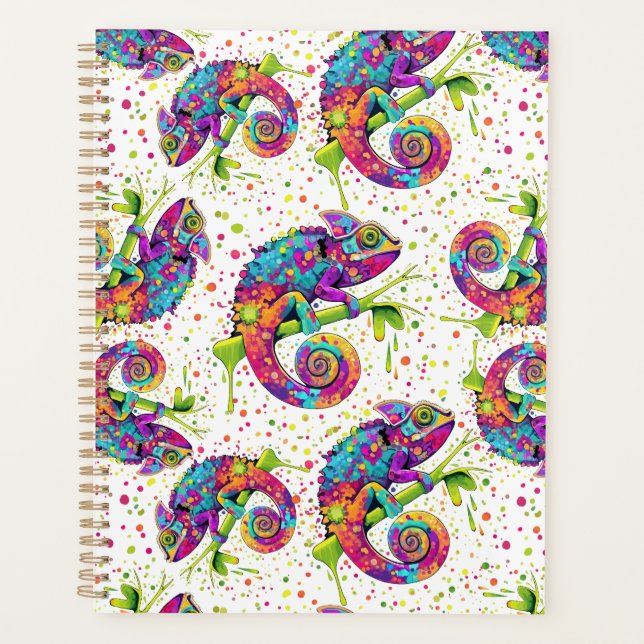 Chameleon Paint Stains Watercolor Style Planner (Front)