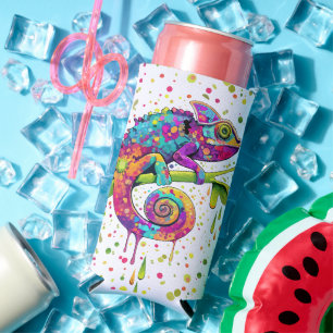 Chameleon Paint Stains Watercolor Style Seltzer Can Cooler