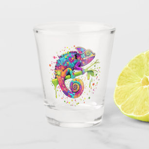 Chameleon Paint Stains Watercolor Style Shot Glass