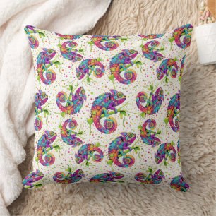 Chameleon Paint Stains Watercolor Style Throw Pill Cushion