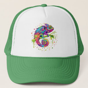 Chameleon Paint Stains Watercolor Style Trucker Hat