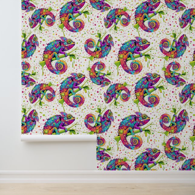 Chameleon Paint Stains Watercolor Style Wallpaper (Application)