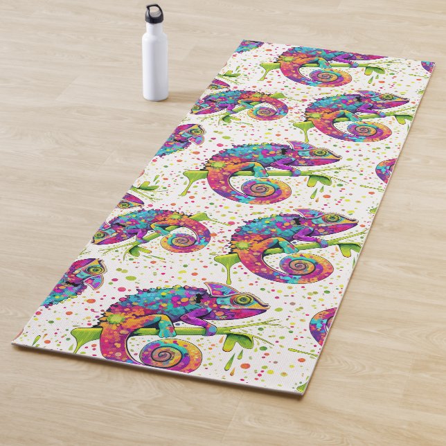 Chameleon Paint Stains Watercolor Style Yoga Mat (In Situ)