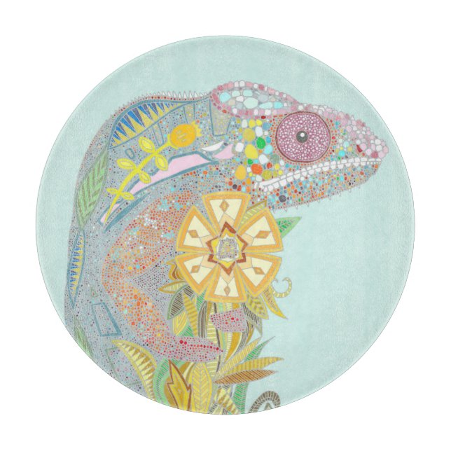 chameleon pastel cutting board (Front)