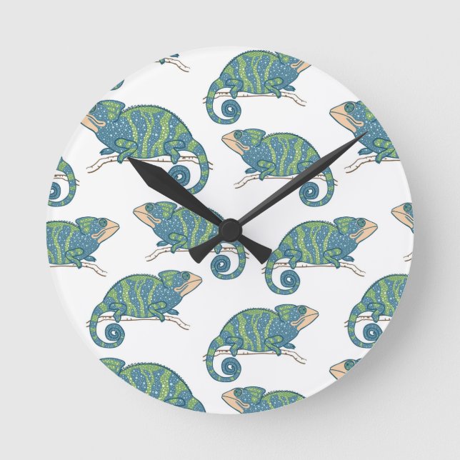 Chameleon Pattern Round Clock (Front)