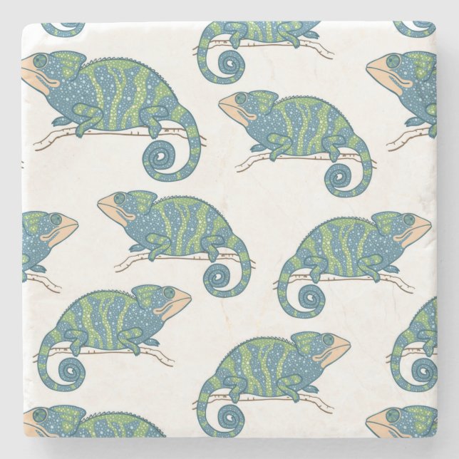 Chameleon Pattern Stone Coaster (Front)