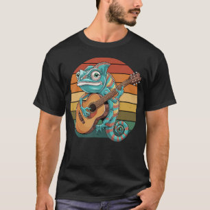 Chameleon Playing Guitar Vintage Guitar Retro Rock T-Shirt