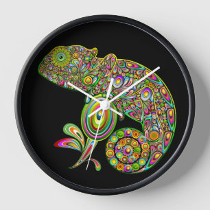 Chameleon Psychedelic Fantasy Clock