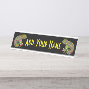 Chameleon Psychedelic Fantasy Desk Name Plate