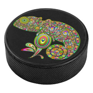 Chameleon Psychedelic Fantasy Hockey Puck