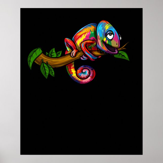 Chameleon Rainbow Lizard Colourful Reptile Poster (Front)