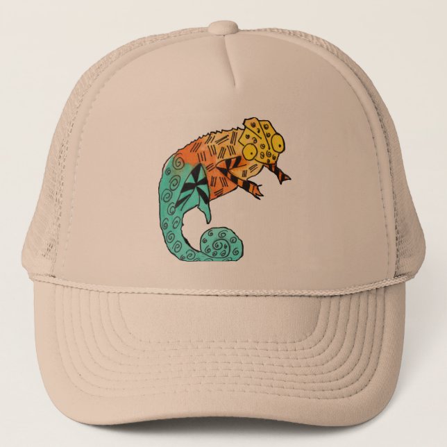 Chameleon reptile ink trucker hat (Front)