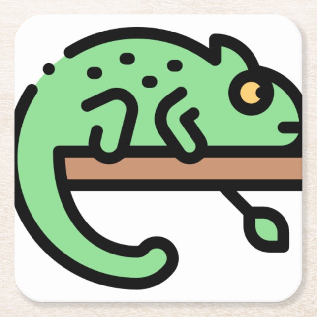 Chameleon Square Paper Coaster (Front)