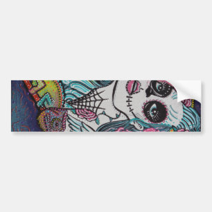 Chameleon Sugar Skull Art Bumper Sticker