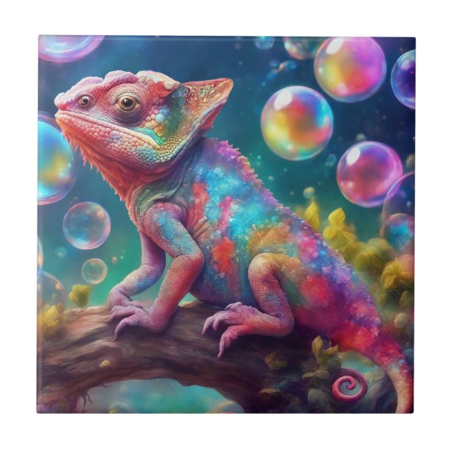 Chameleon with bubbles tile (Front)