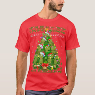 Chameleon Xmas Lighting Tree Santa Chameleon Ugly T-Shirt