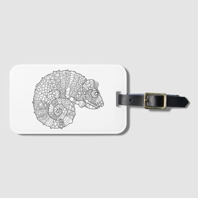Chameleon Zendoodle Luggage Tag (Front Horizontal)