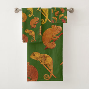 Chameleons bath towel set