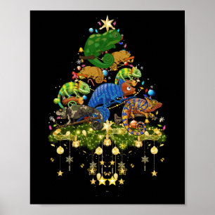 Chameleons Christmas Tree Lights Holiday Chameleon Poster