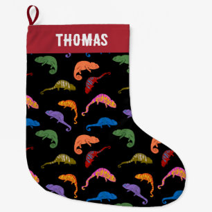 Chameleons Colourful Reptile Lizards Kids Christma Large Christmas Stocking