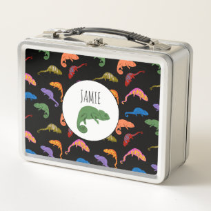 Chameleons Colourful Reptile Lizards Kids Name Metal Lunch Box