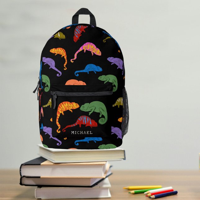 Chameleons Colourful Reptile Lizards Kids School Printed Backpack (Chameleons Colorful Reptile Lizards Kids School Printed Backpack)