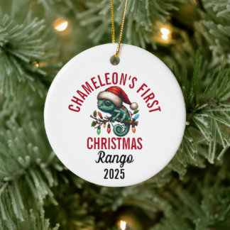 Chameleon's First Christmas 2025 Ceramic Tree Decoration