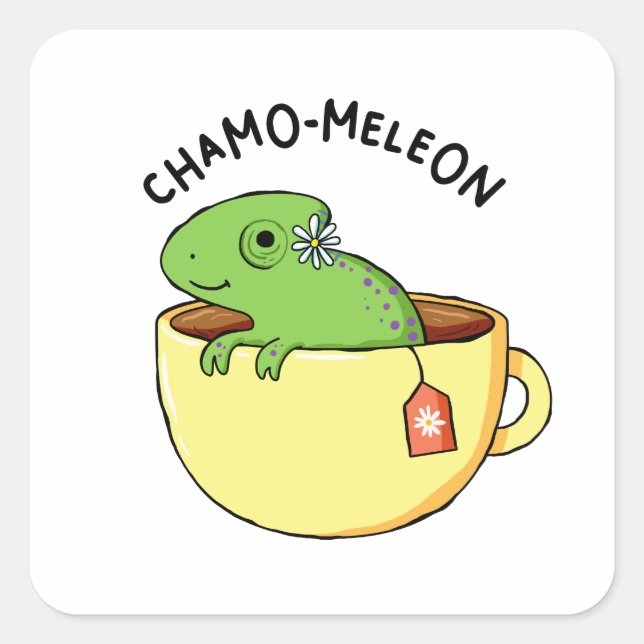 Chamo-meleon Animal Tea Pun Sticker (Front)