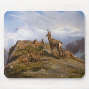 Chamois Goats in Alpine Mountains (Rosa Bonheur) Mouse Pad