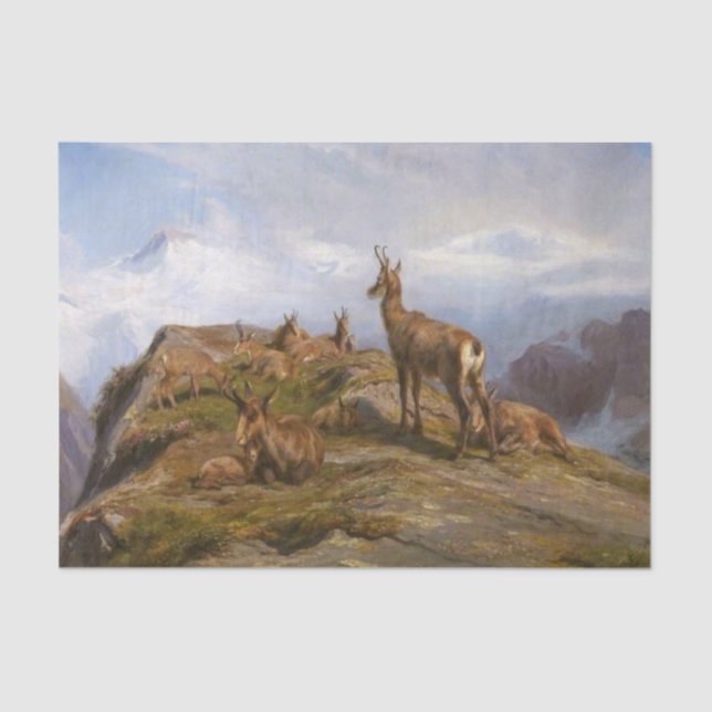 Chamois Goats in the Mountains (by Rosa Bonheur) Tissue Paper (Front)