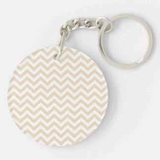 Chamois Neutral Beige Unicolor Chevron Pattern Key Ring