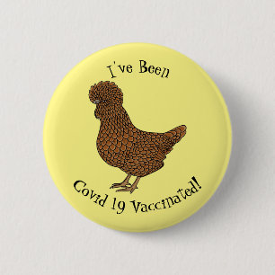 Chamois polish chicken cartoon illustration  6 cm round badge