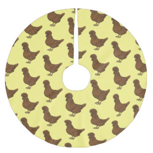 Chamois polish chicken cartoon illustration  brushed polyester tree skirt
