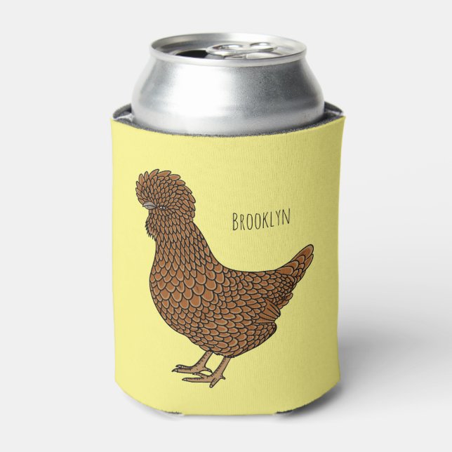 Chamois polish chicken cartoon illustration can cooler (Can Front)