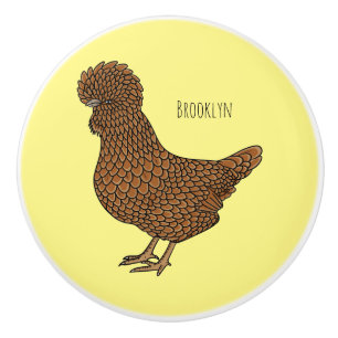 Chamois polish chicken cartoon illustration ceramic knob