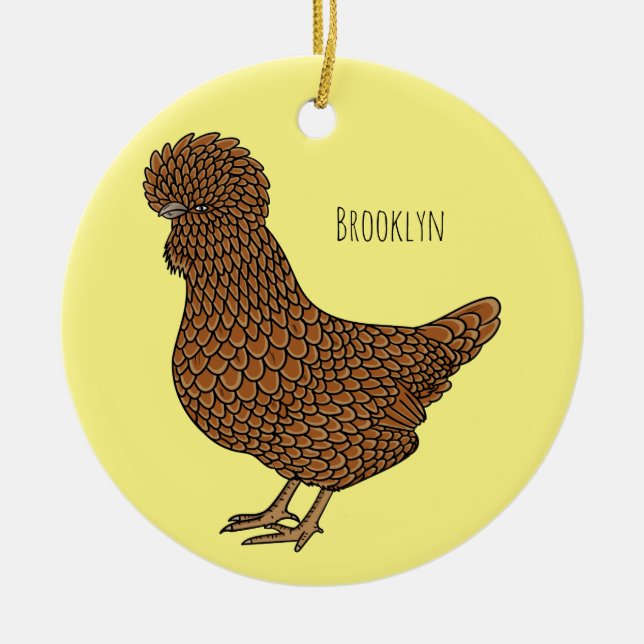 Chamois polish chicken cartoon illustration ceramic tree decoration (Front)