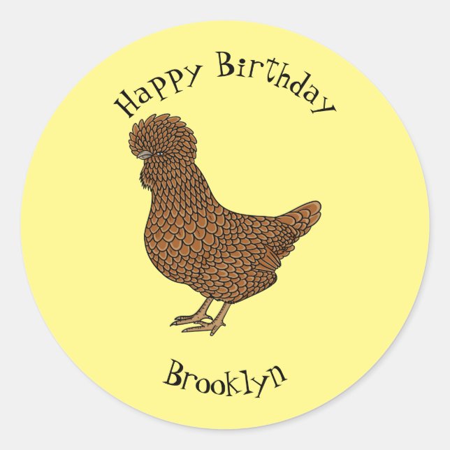 Chamois polish chicken cartoon illustration classic round sticker (Front)