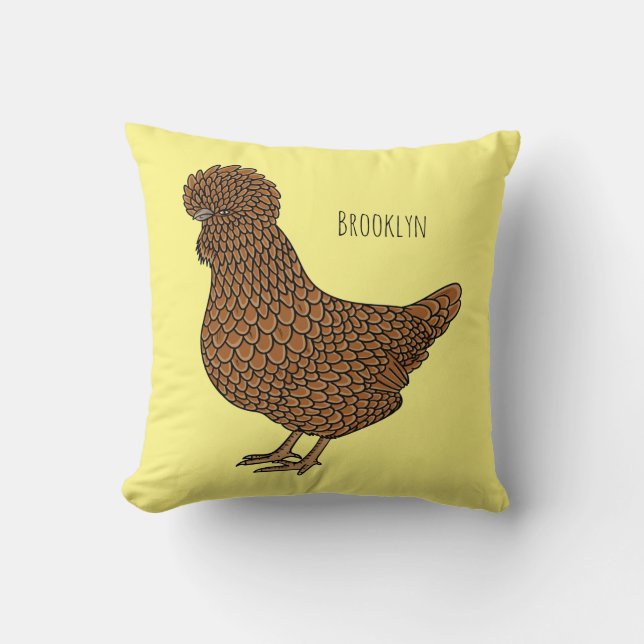 Chamois polish chicken cartoon illustration cushion (Front)