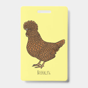 Chamois polish chicken cartoon illustration  ID badge