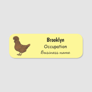 Chamois polish chicken cartoon illustration  name tag