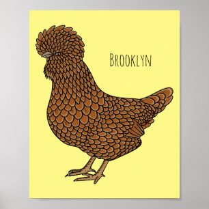 Chamois polish chicken cartoon illustration  poster