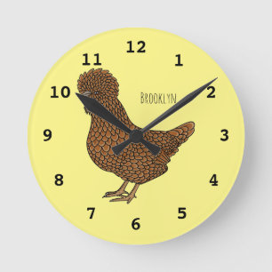 Chamois polish chicken cartoon illustration  round clock
