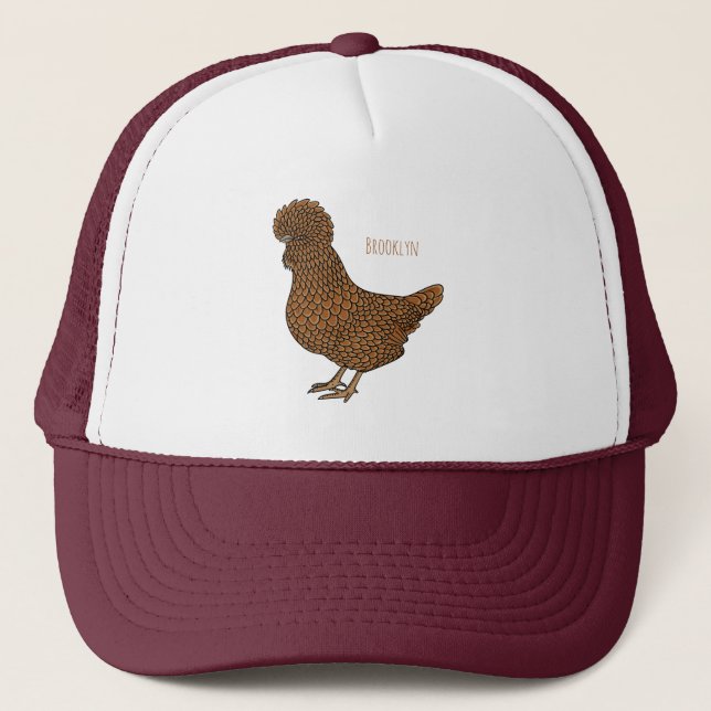 Chamois polish chicken cartoon illustration trucker hat (Front)