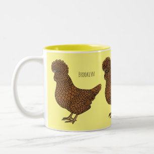 Chamois polish chicken cartoon illustration  Two-Tone coffee mug