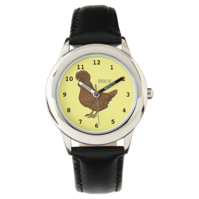 Chamois polish chicken cartoon illustration  watch (Front)